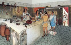 Pompeiians eating in a fast food outlet